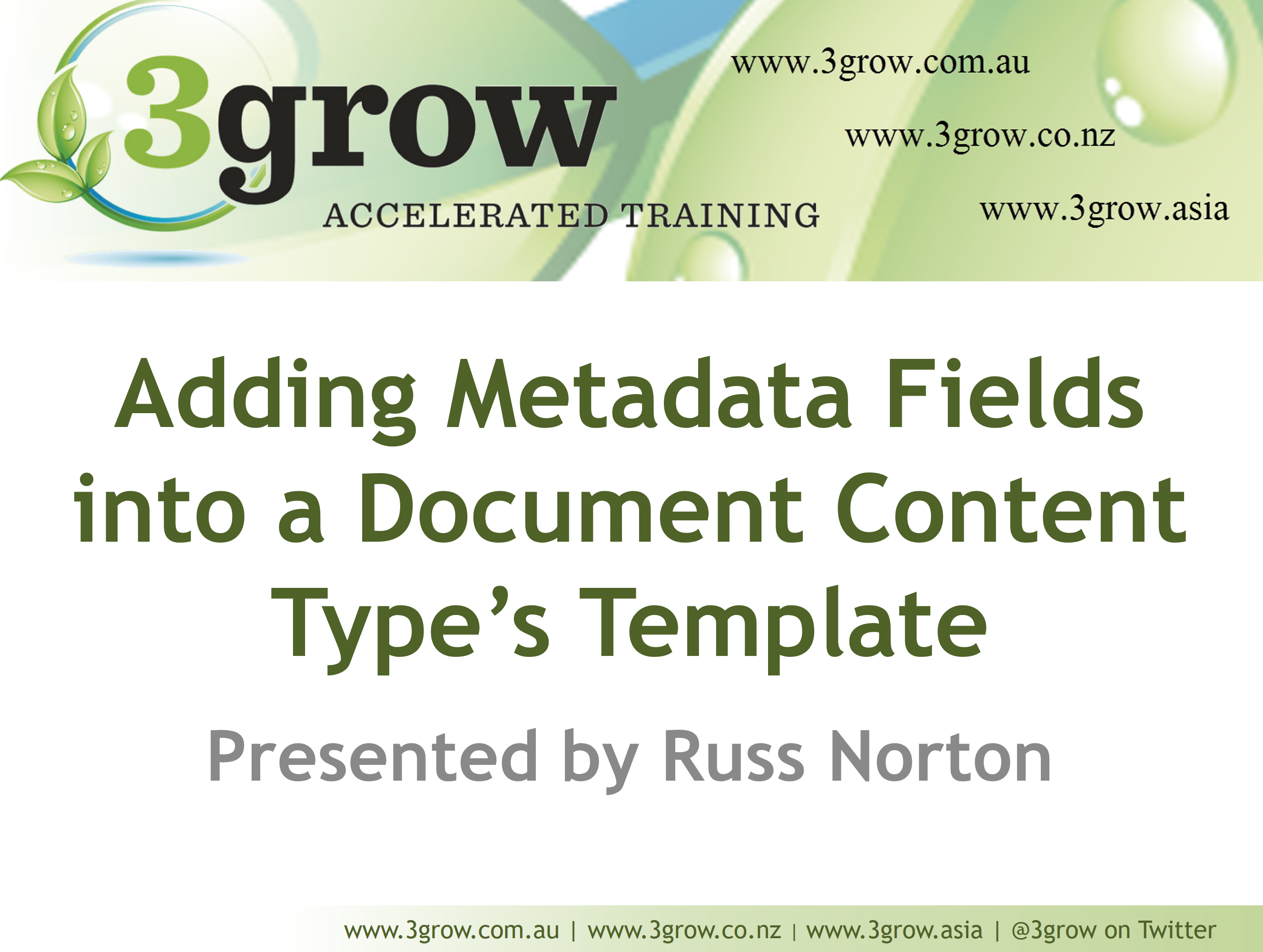 *VIDEO* Adding a Content Type’s Metadata into its Document Template