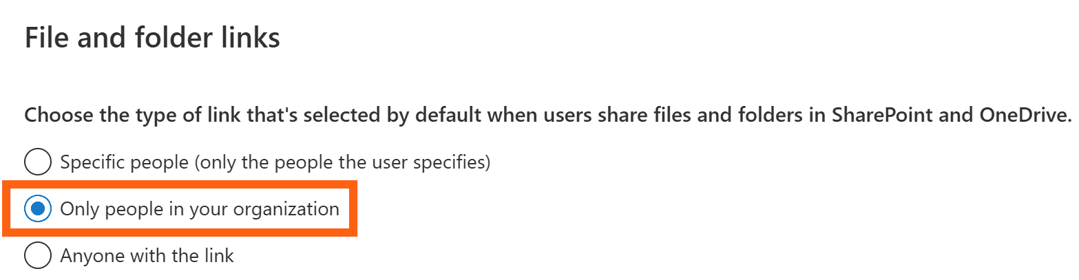 SharePoint default sharing settings image