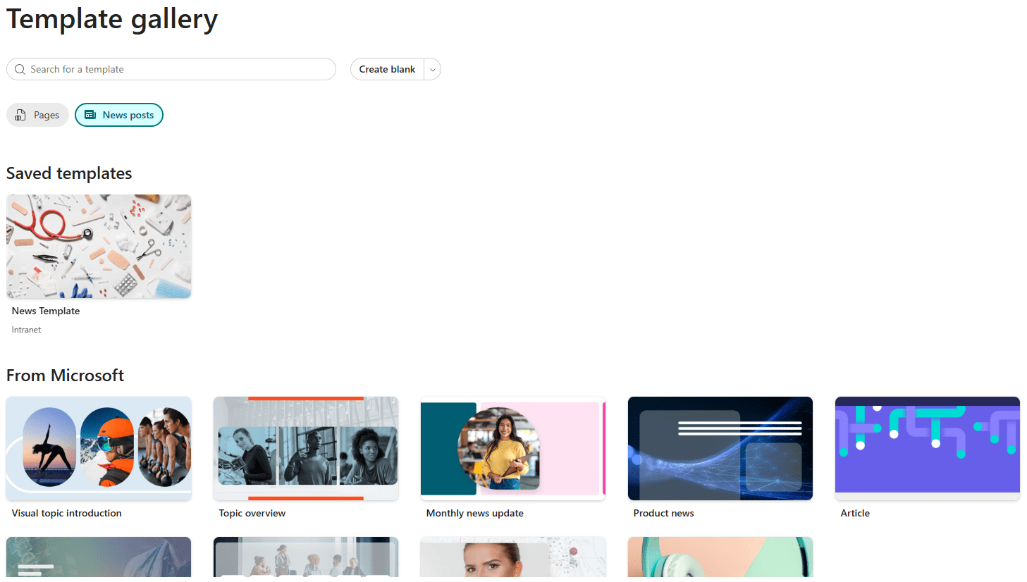 New SharePoint page templates image