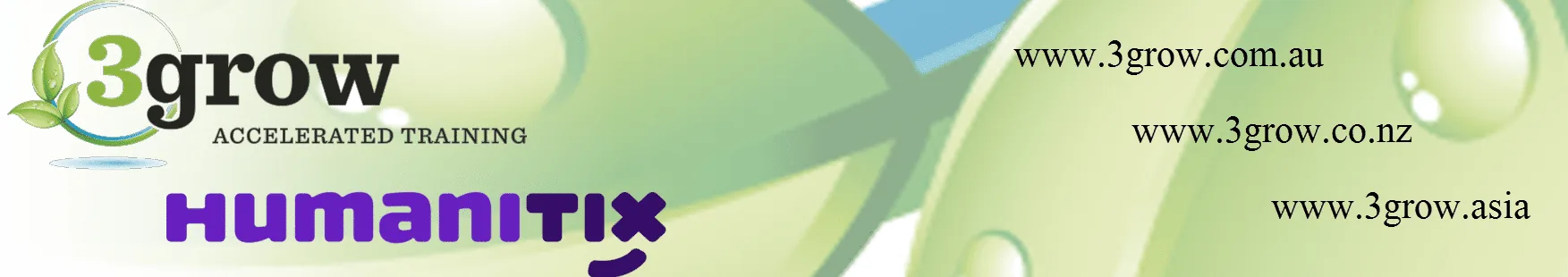 3grow banner with Humanitix logo