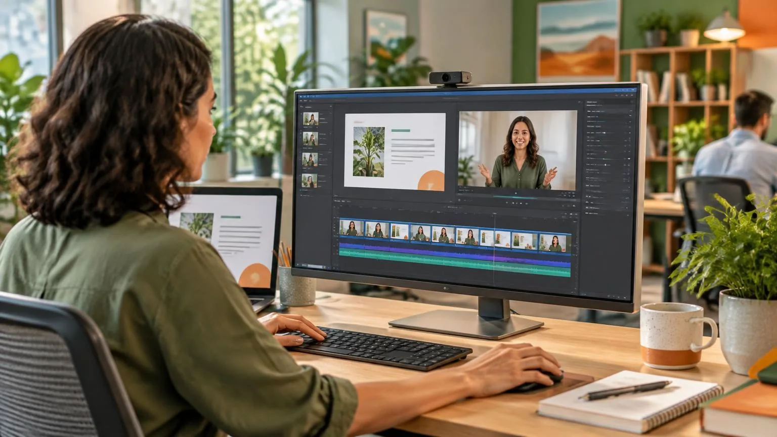 Professional creating a workplace training video