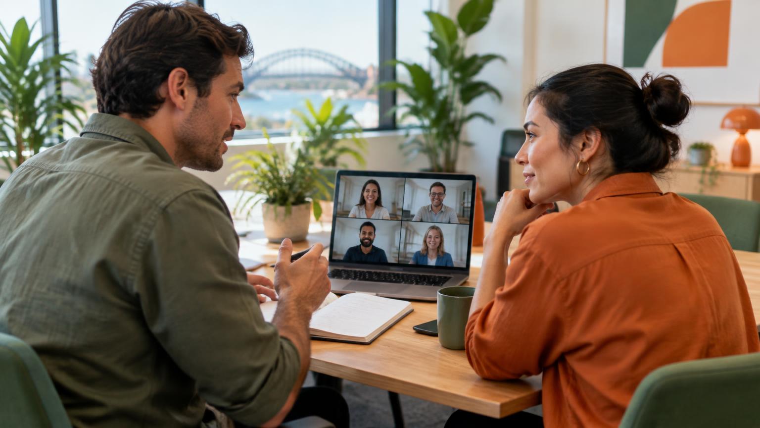 Colleagues coordinating during an online meeting